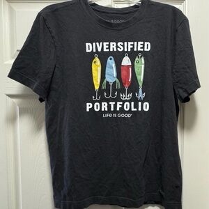 Life Is Good Black Short Sleeve Tee with Colorful Design